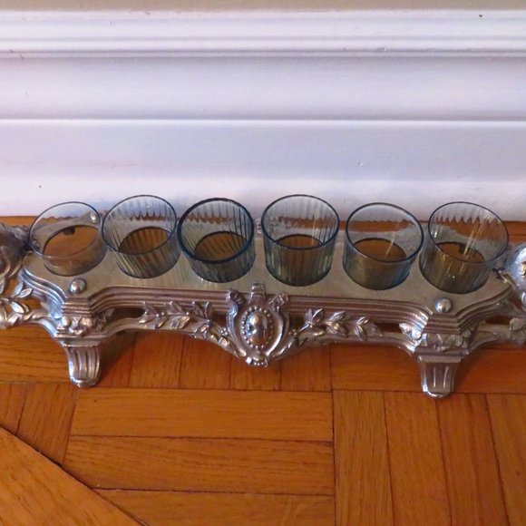 Vintage French aperitif liquor shot glasses and Louis XV Rococo style caddy drin - Picture 9 of 9